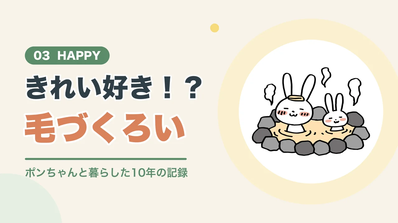 うさぎがごきげんなときの仕草(温泉でくつろぐうさぎのイラスト)